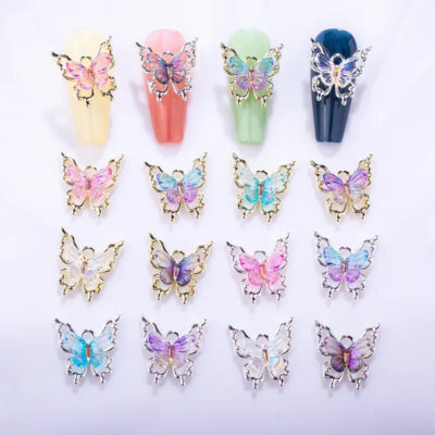 Nail Art Deco Silver Metal Clear Crystal Butterfly Charm Y01-MZH-AC48 image 1