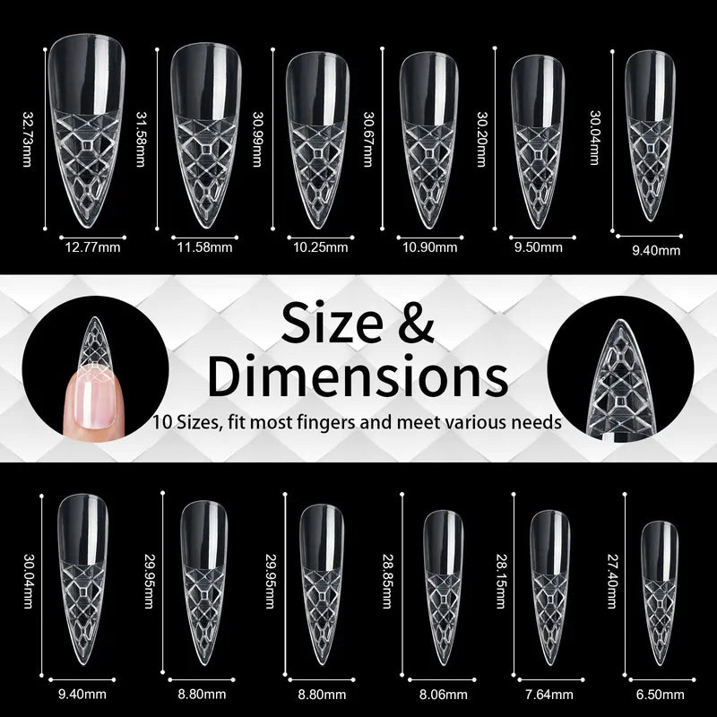 140pc 3D Diamond Soft Gel Nail Tips Style 10 Nail Art Designs image 1